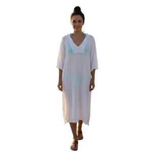 Honorine Hooded Cotton Beach Cover Up- Oversized XS-See Measurements